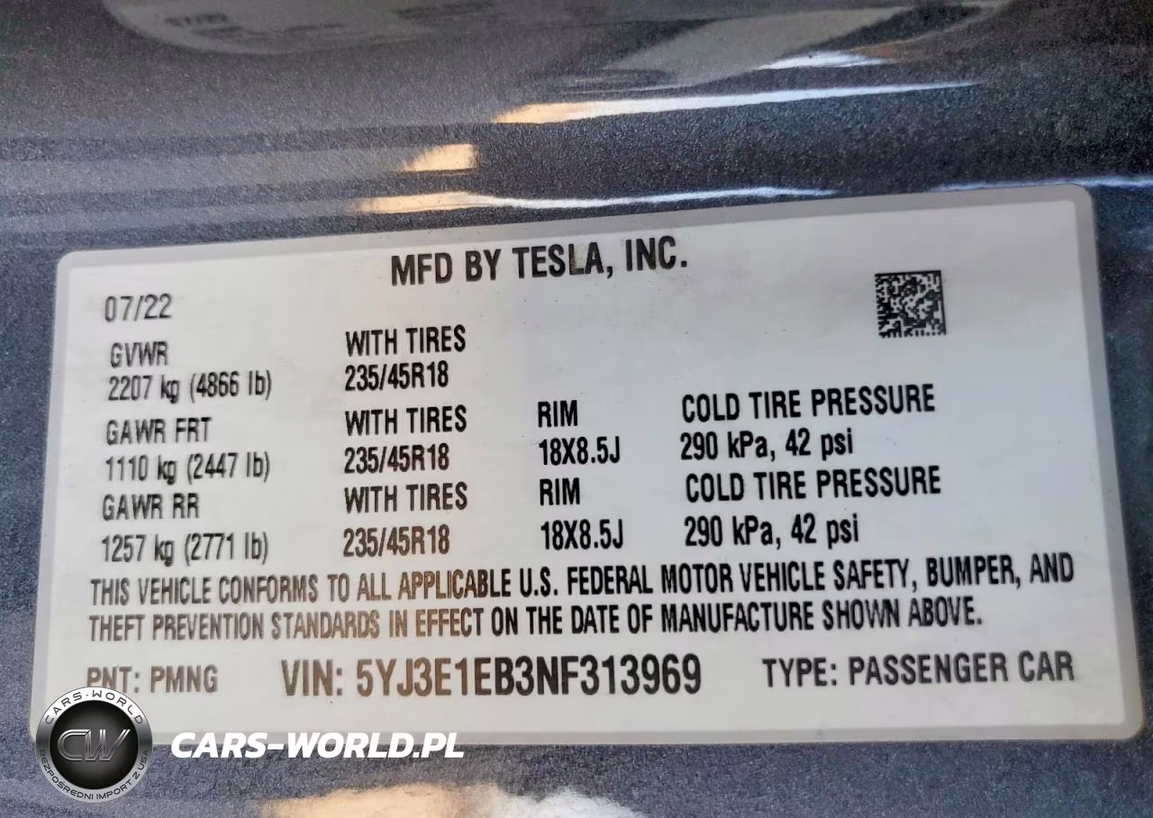 2022 Tesla Model 3 VIN:5YJ3E1EB3NF313969 - 12