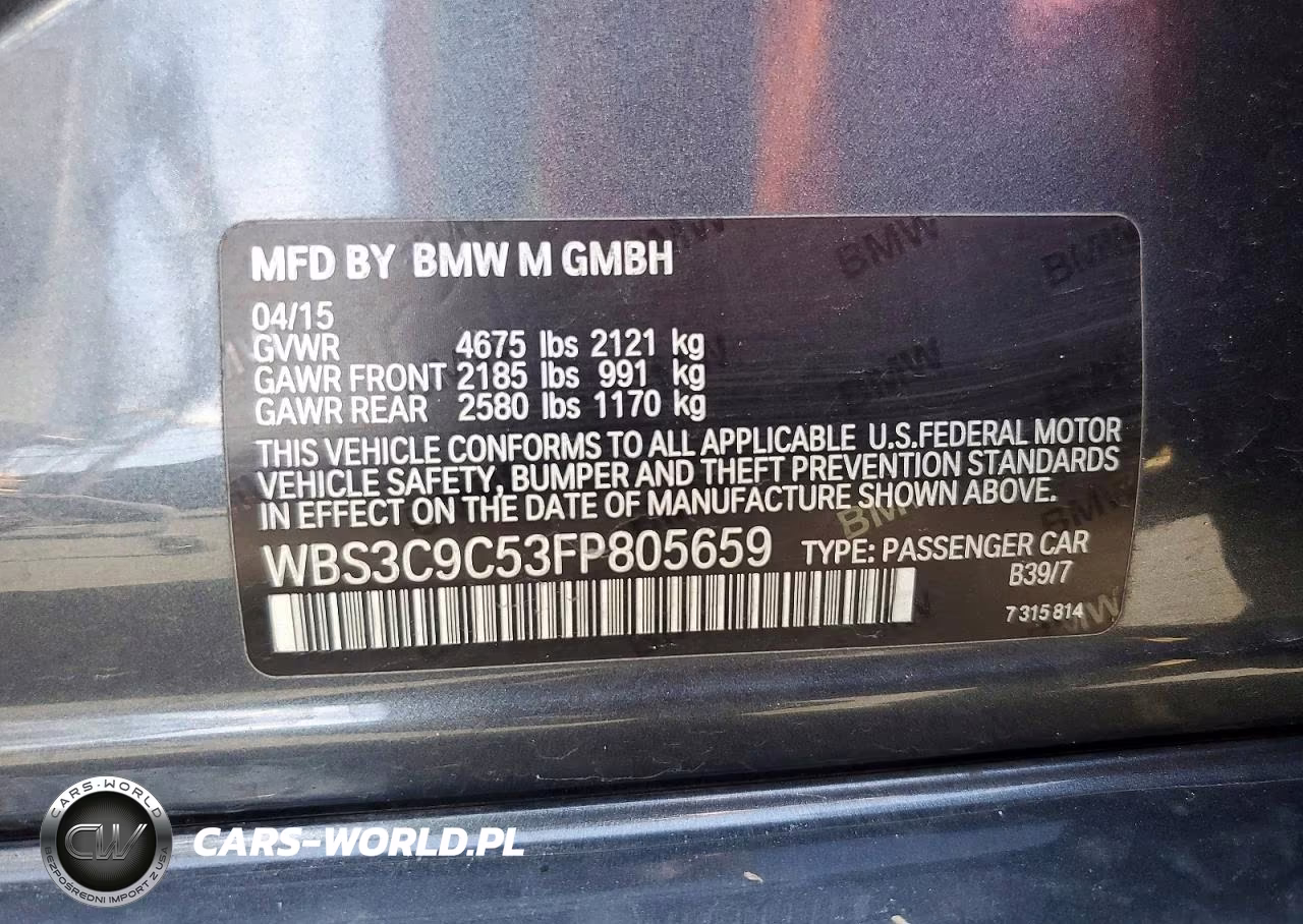 2015 BMW M3 VIN:WBS3C9C53FP805659 - 12
