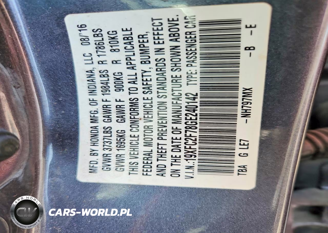 2016 Honda Civic Ex VIN:19XFC2F78GE240142 - 12