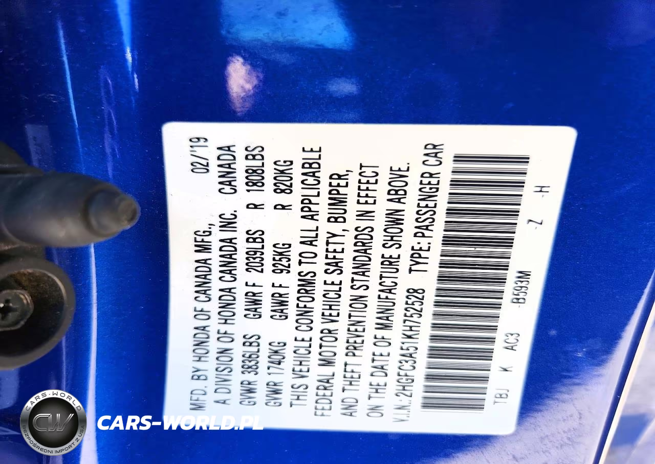 2019 Honda Civic Si VIN:2HGFC3A51KH752528 - 13