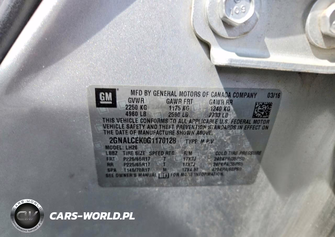2016 Chevrolet Equinox Lt VIN:2GNALCEK0G1170128 - 12