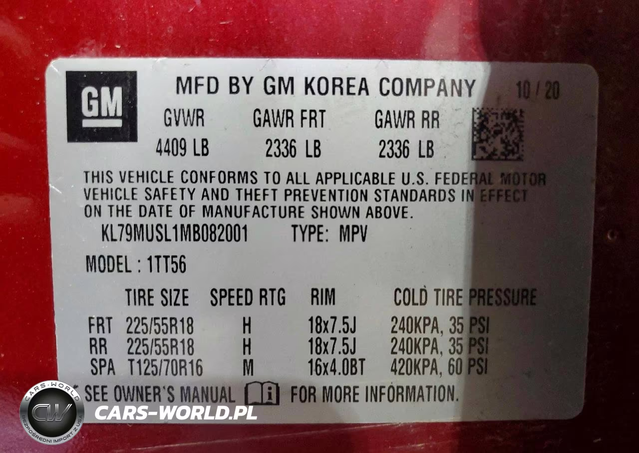 2021 Chevrolet Trailblazer Rs VIN:KL79MUSL1MB082001 - 13
