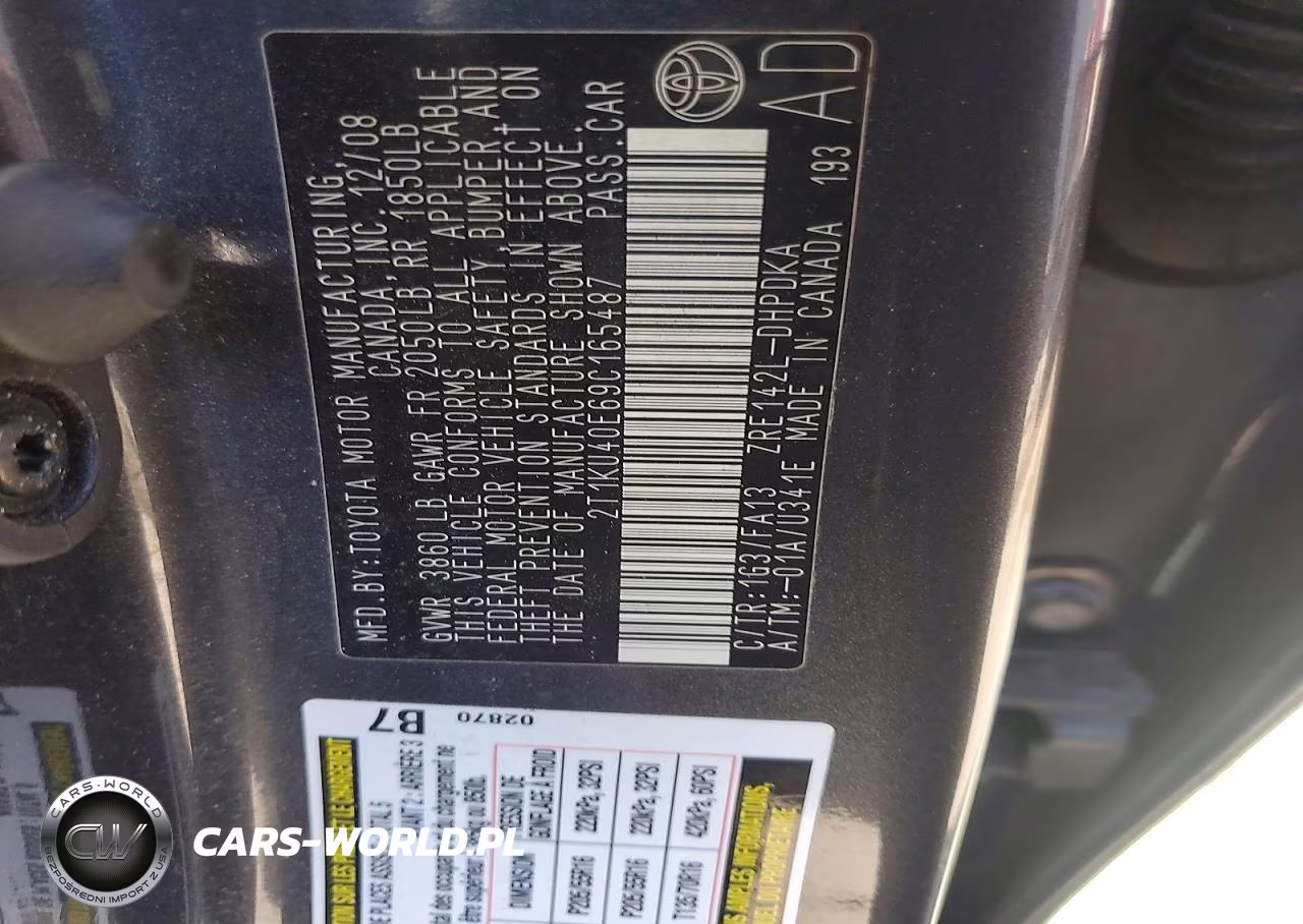2009 Toyota Matrix Base VIN:2T1KU40E69C165487 - 12