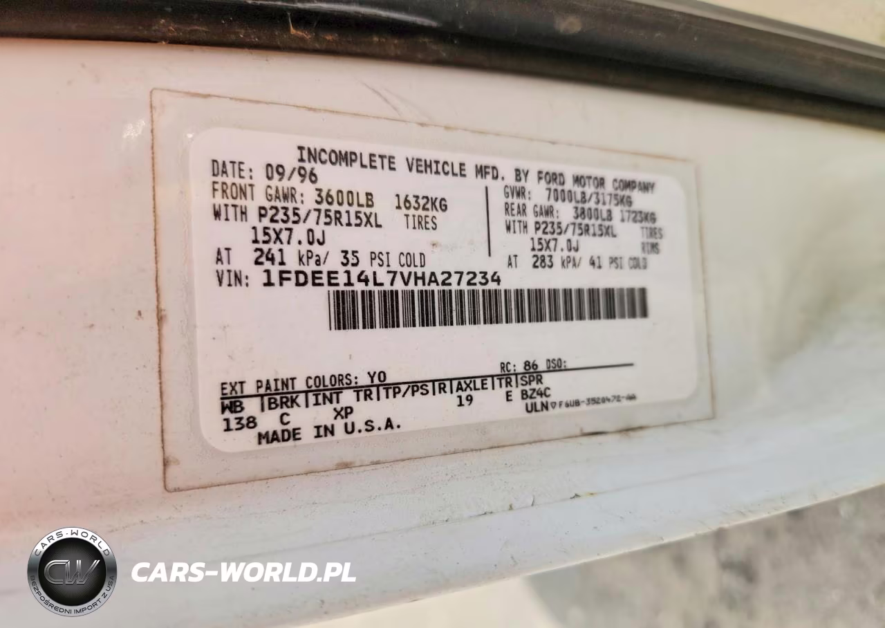 1997 Ford Econoline E150 Van VIN:1FDEE14L7VHA27234 - 13