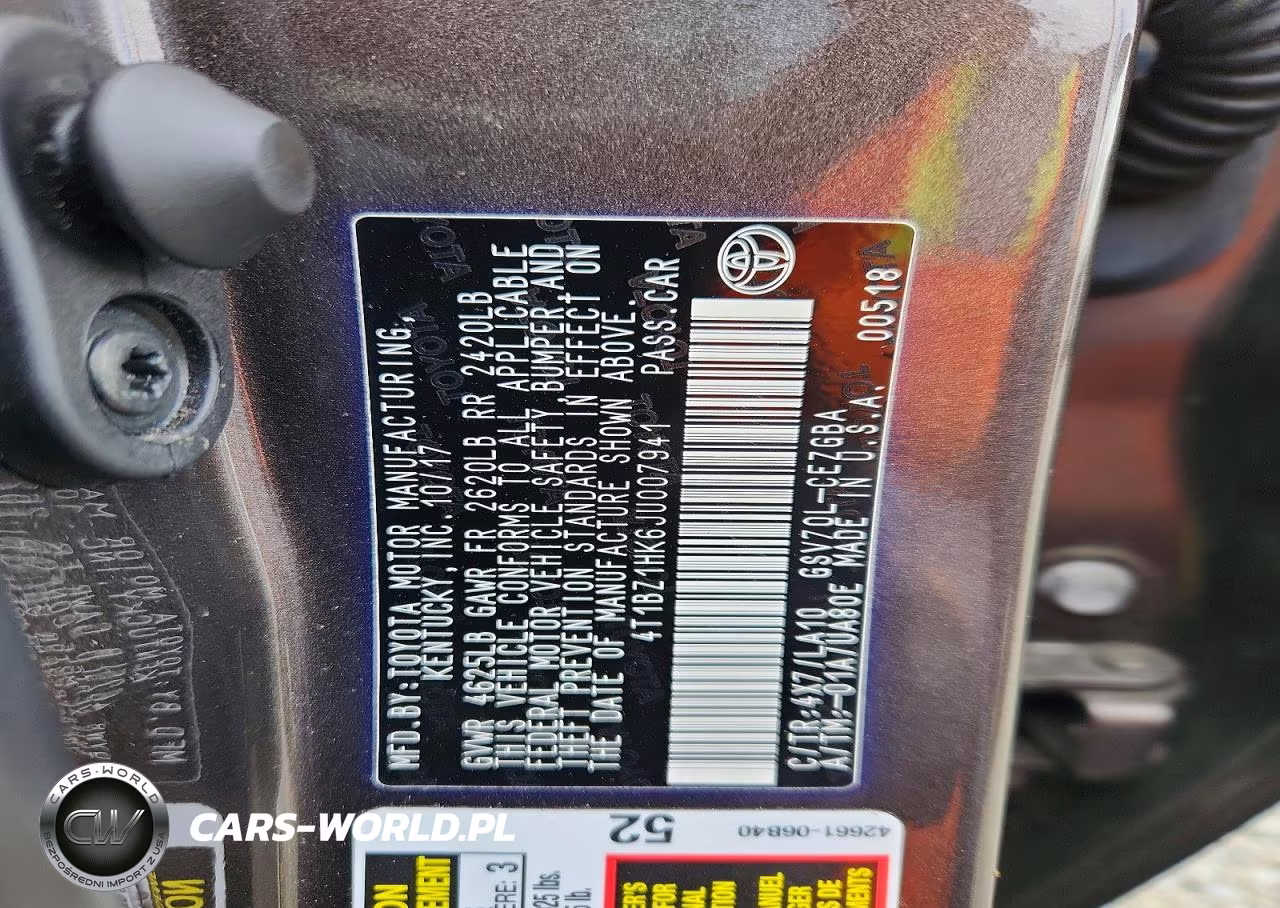 2018 Toyota Camry Xle V6 VIN:4T1BZ1HK6JU007941 - 12