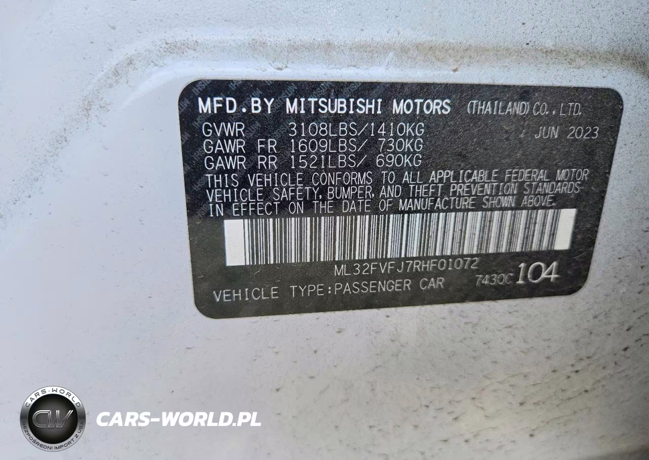 2024 Mitsubishi Mirage G4 Se VIN:ML32FVFJ7RHF01072 - 13