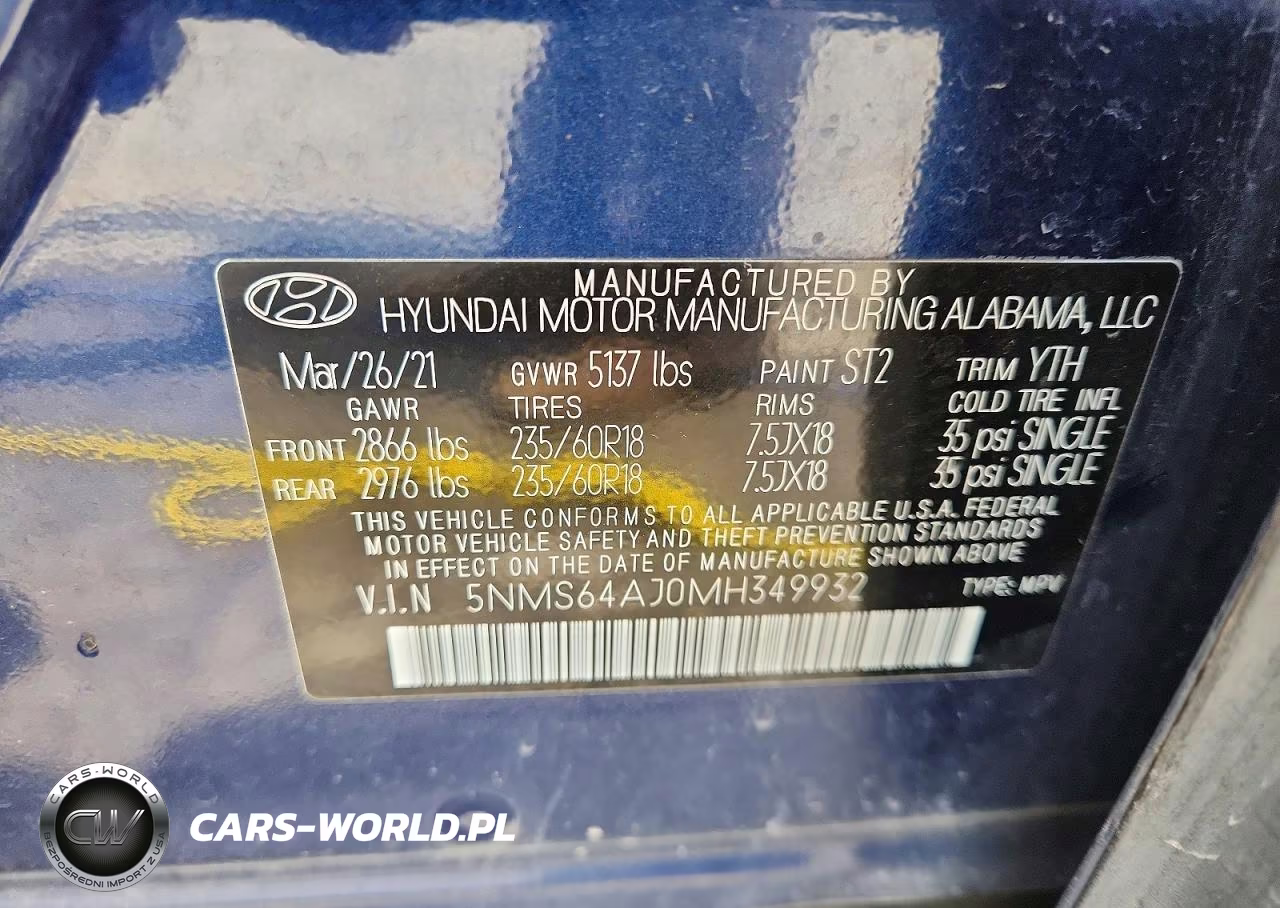 2021 Hyundai Santa Fe Sel VIN:5NMS64AJ0MH349932 - 12