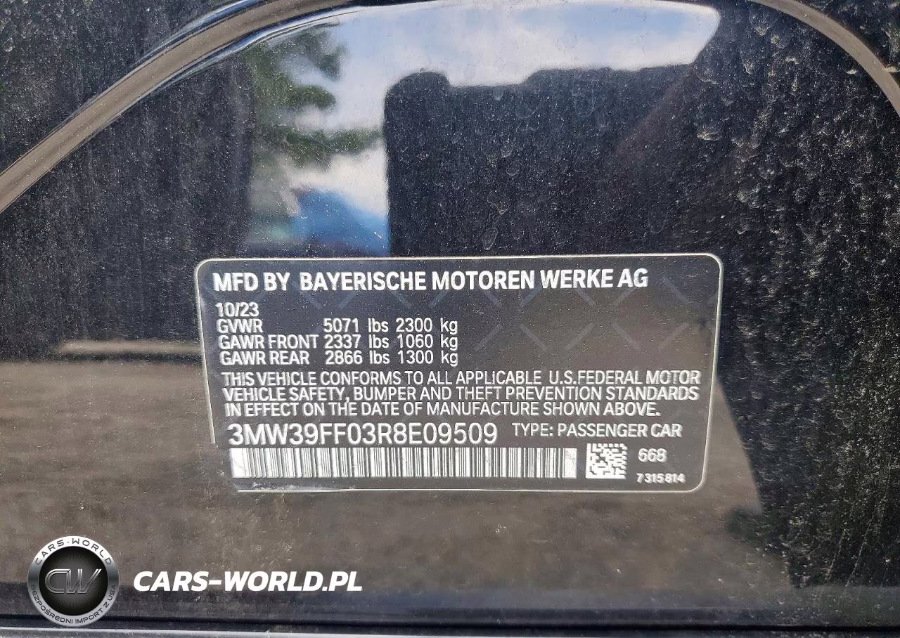 2024 BMW 330E VIN:3MW39FF03R8E09509 - 12