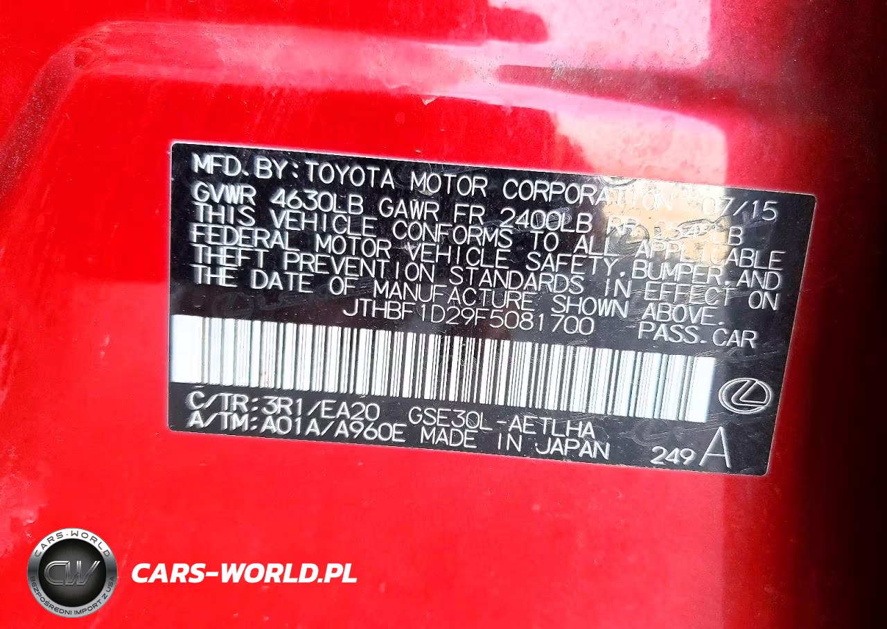 2015 Lexus Is 250 VIN:JTHBF1D29F5081700 - 12