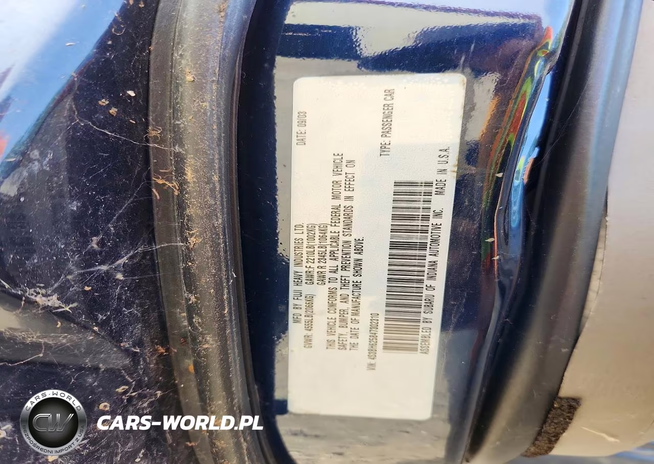 2004 Subaru Legacy L Special VIN:4S3BH625847302310 - 13