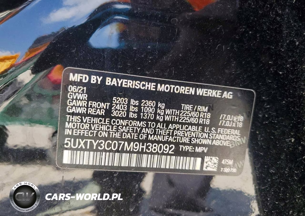 2021 BMW X3 Sdrive30I VIN:5UXTY3C07M9H38092 - 12