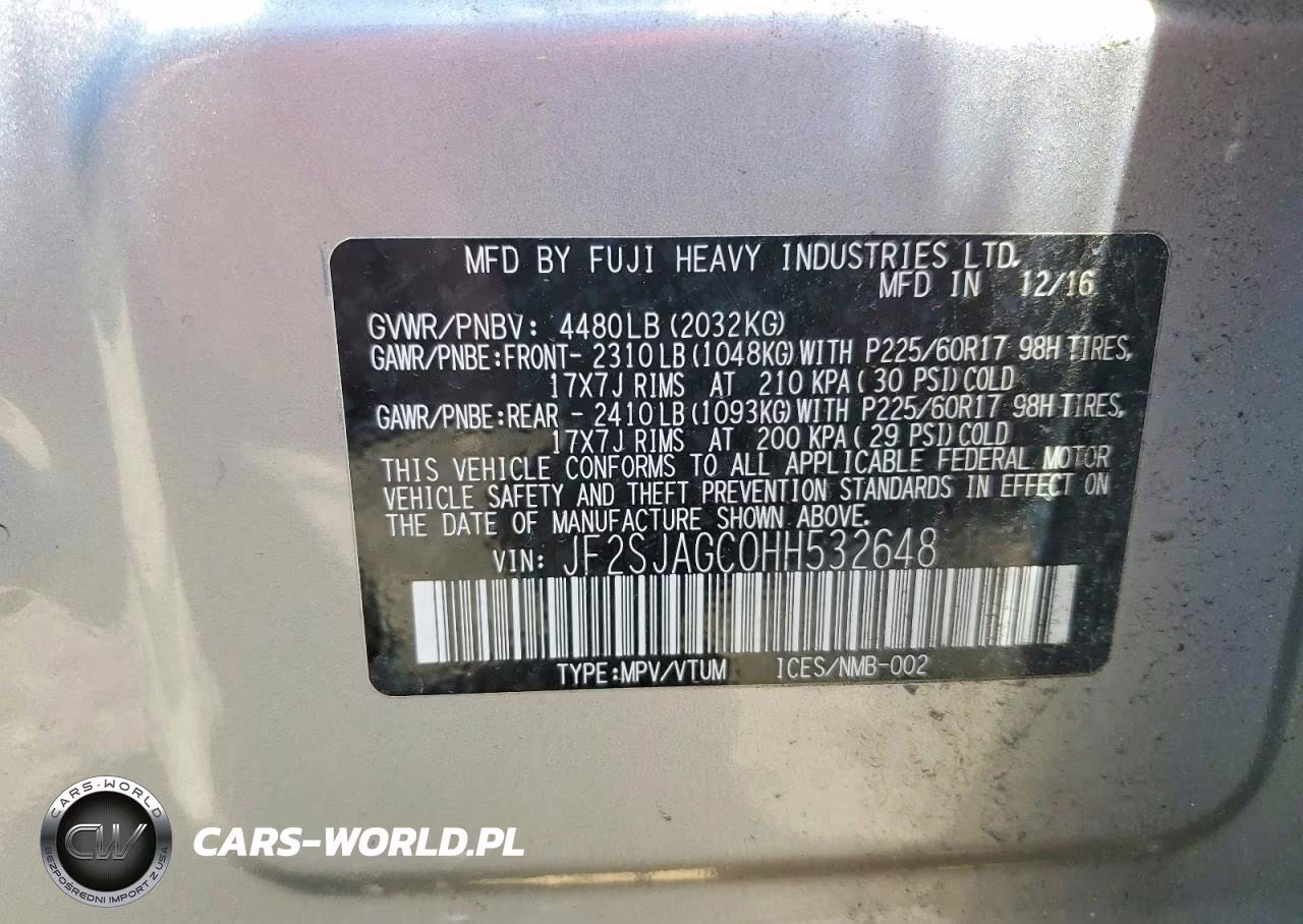 2017 Subaru Forester 2.5I Premium VIN:JF2SJAGC0HH532648 - 13