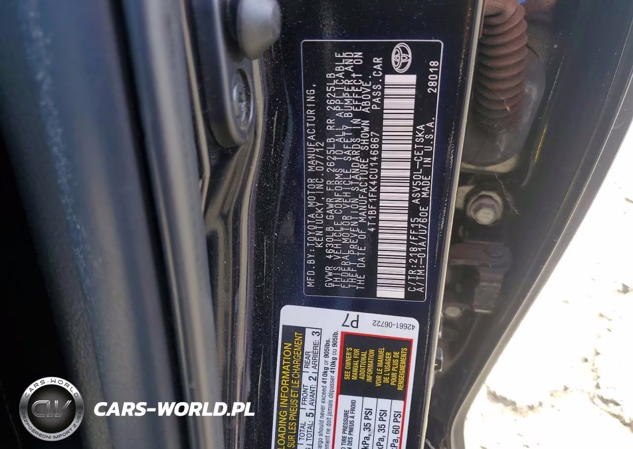 2012 Toyota Camry Se VIN:4T1BF1FK4CU146867 - 12