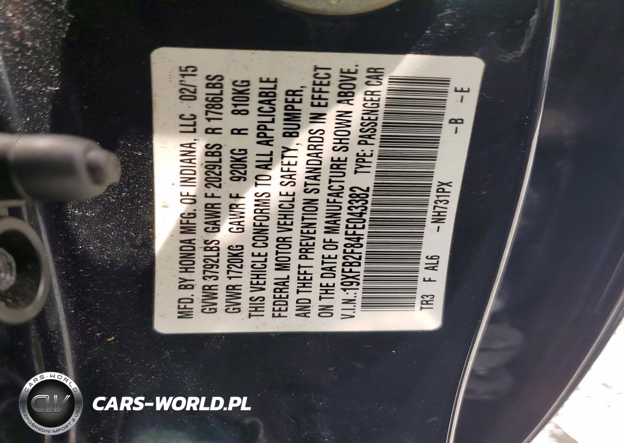 2015 Honda Civic Ex VIN:19XFB2F84FE043382 - 12