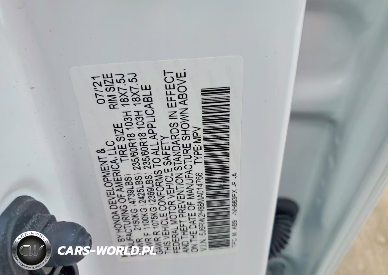 2021 Honda Cr-V Exl VIN:5J6RW2H88MA014766 - 13