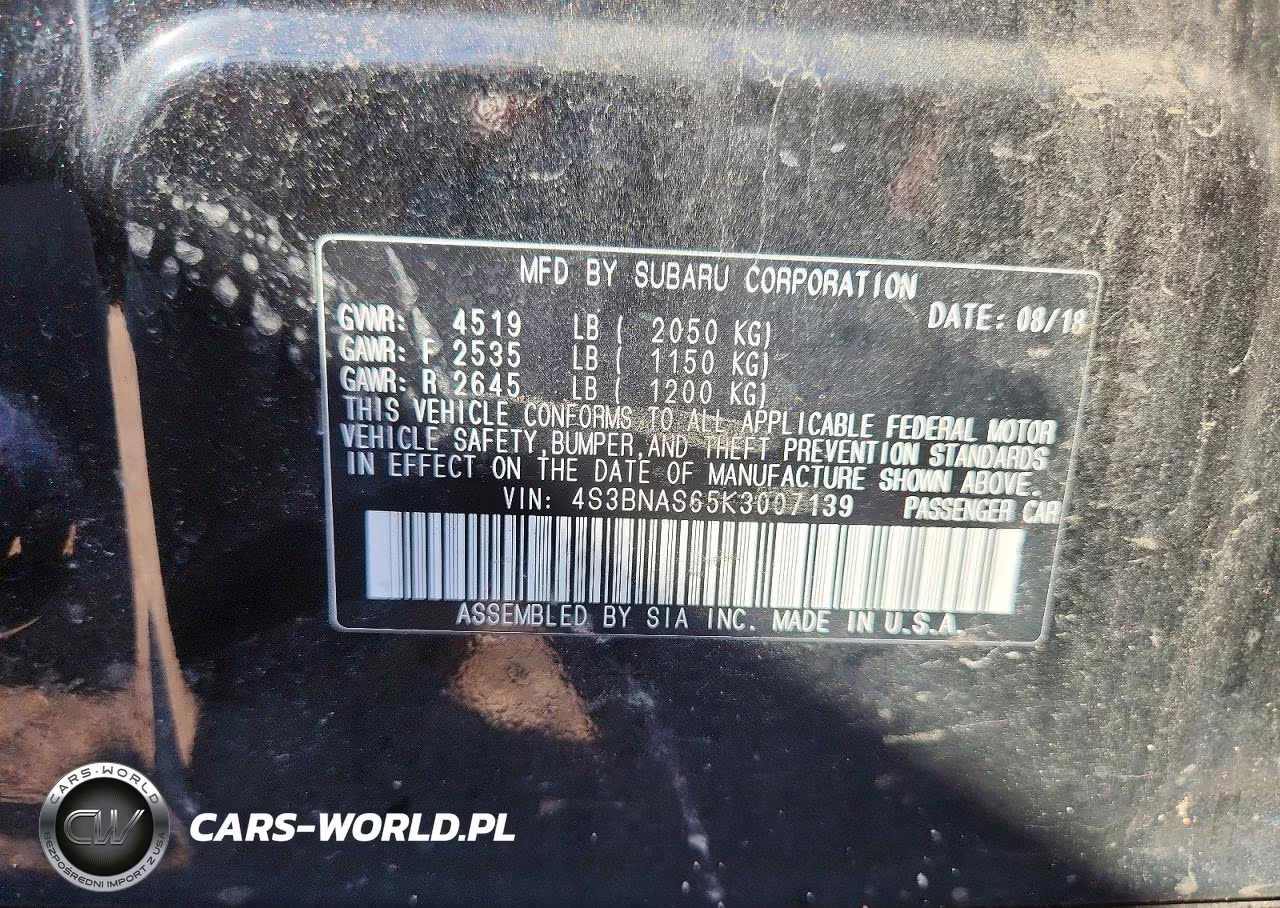 2019 Subaru Legacy Sport VIN:4S3BNAS65K3007139 - 12