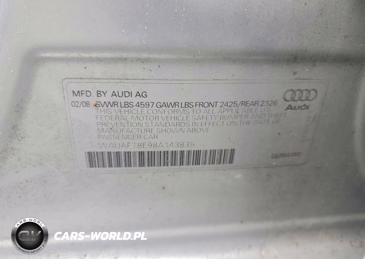 2008 Audi A4 2.0T VIN:WAUAF78E98A143835 - 13