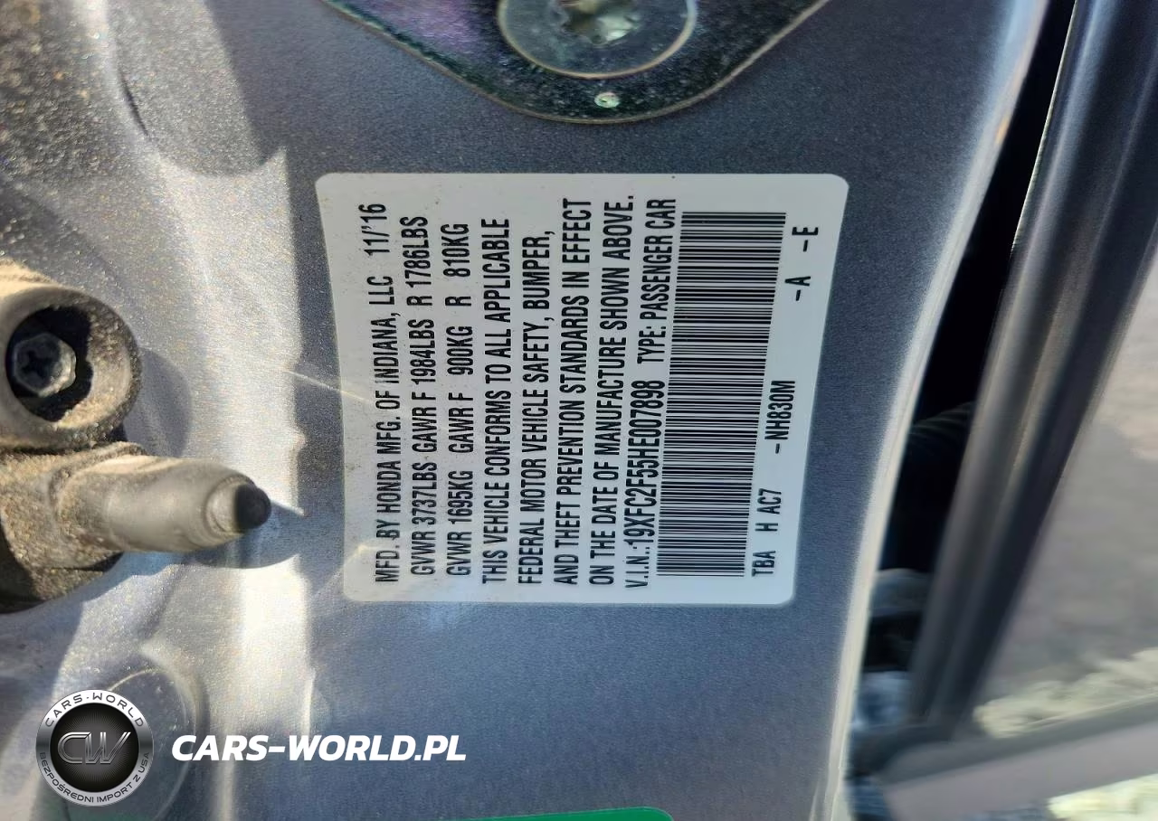 2017 Honda Civic Lx VIN:19XFC2F55HE007898 - 13