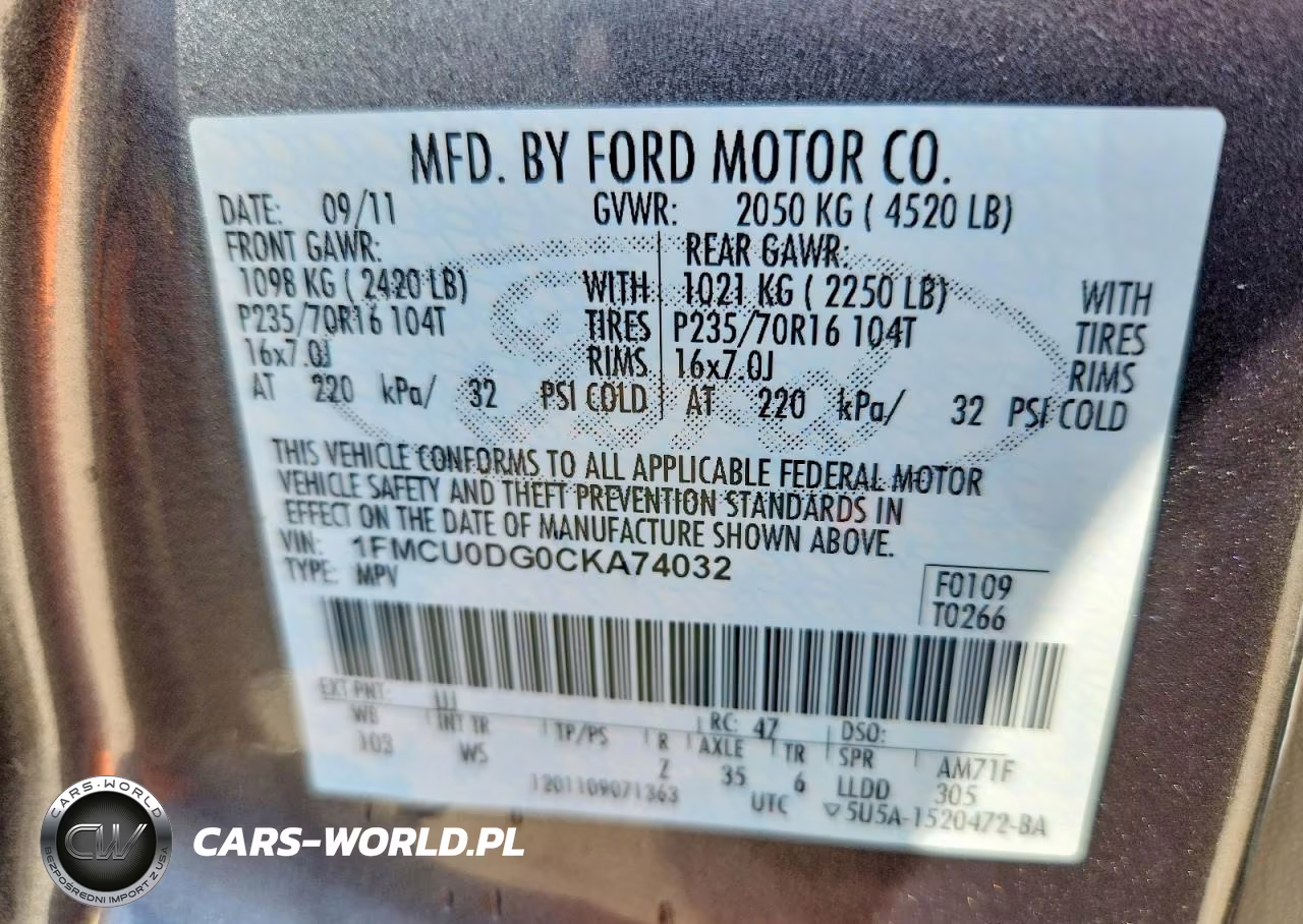 2012 Ford Escape Xlt VIN:1FMCU0DG0CKA74032 - 13