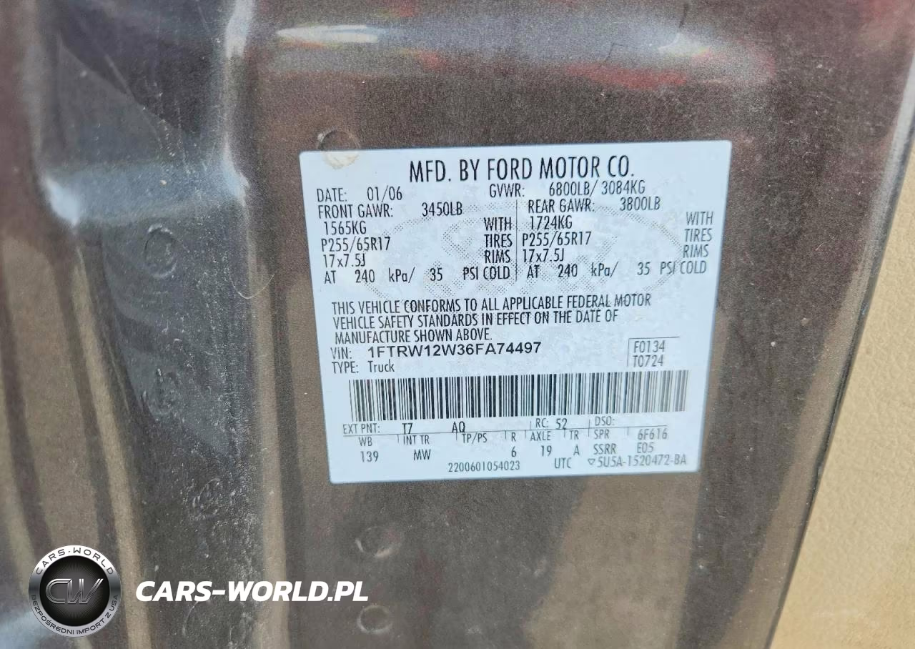 2006 Ford F150 Supercrew VIN:1FTRW12W36FA74497 - 12