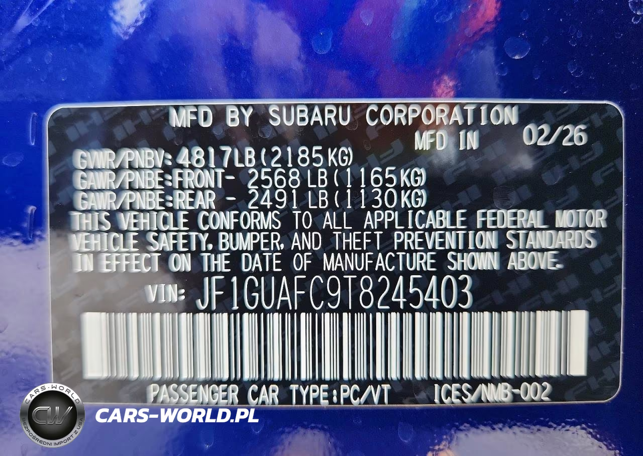 2026 Subaru Impreza Sport VIN:JF1GUAFC9T8245403 - 13
