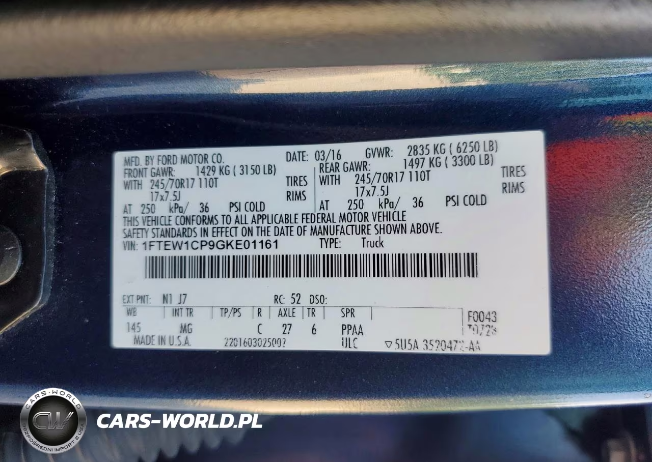 2016 Ford F150 Supercrew VIN:1FTEW1CP9GKE01161 - 13
