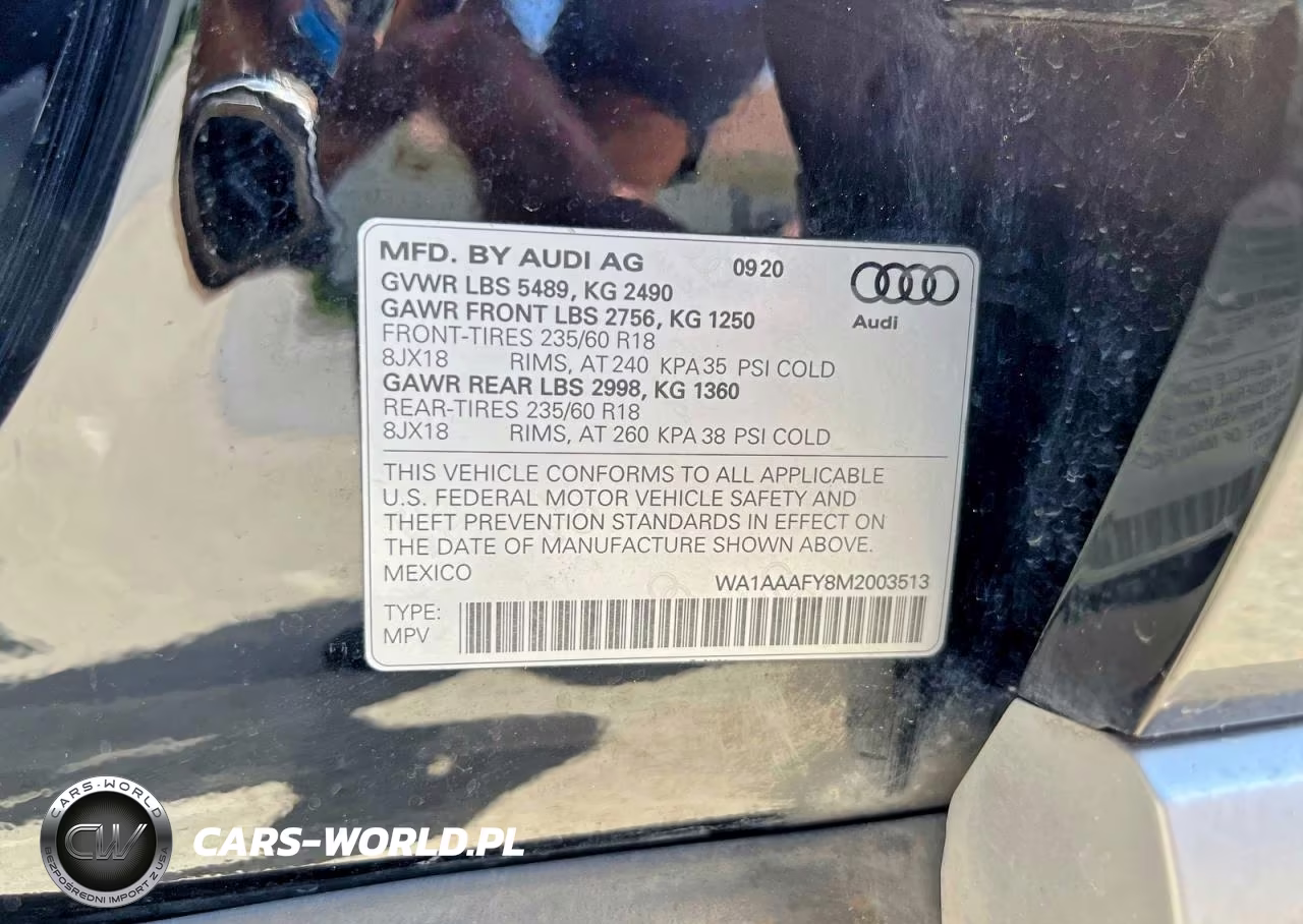 2021 AUDI Q5 PREMIUM VIN:WA1AAAFY8M2003513 - 10