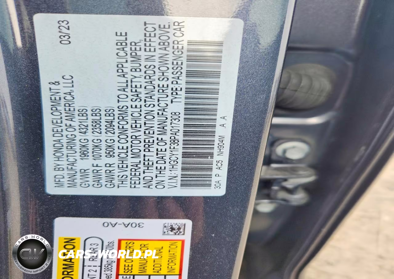 2023 Honda Accord Ex VIN:1HGCY1F38PA017308 - 12