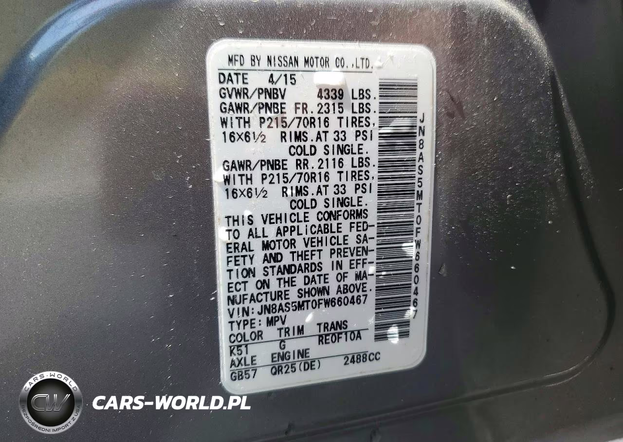 2015 Nissan Rogue Select S VIN:JN8AS5MT0FW660467 - 13