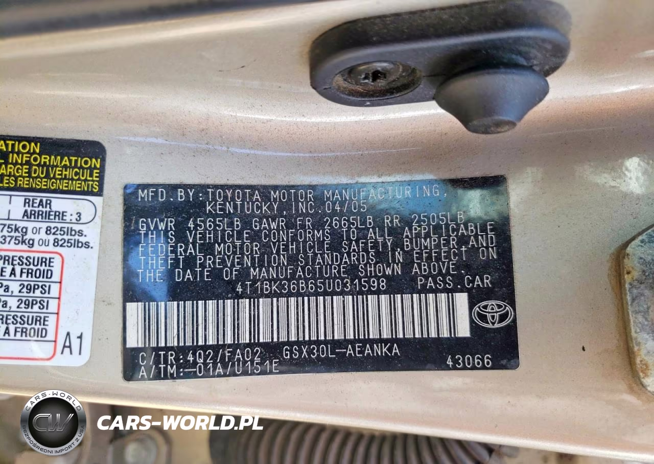2005 Toyota Avalon Xl VIN:4T1BK36B65U031598 - 12