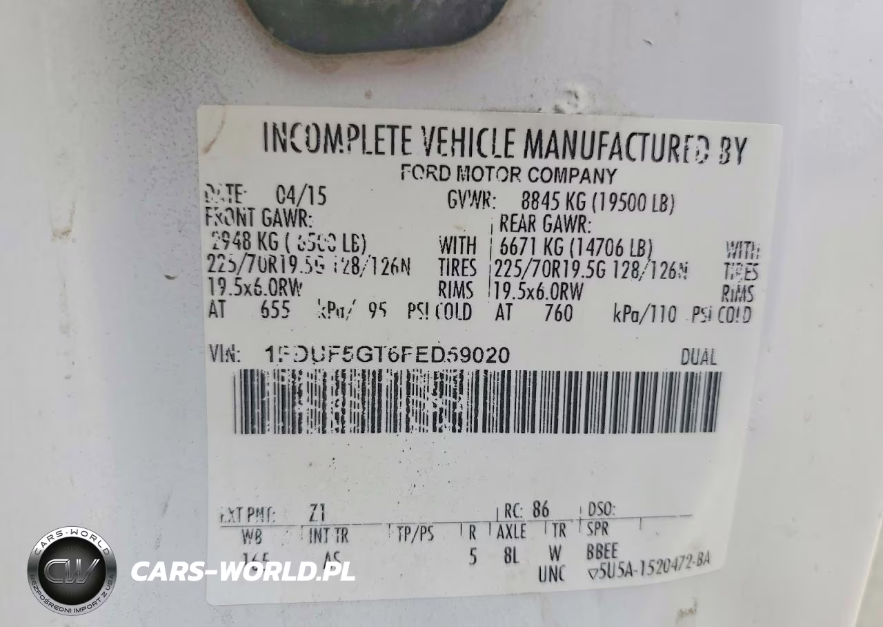 2015 Ford F550 Super Duty VIN:1FDUF5GT6FED59020 - 12