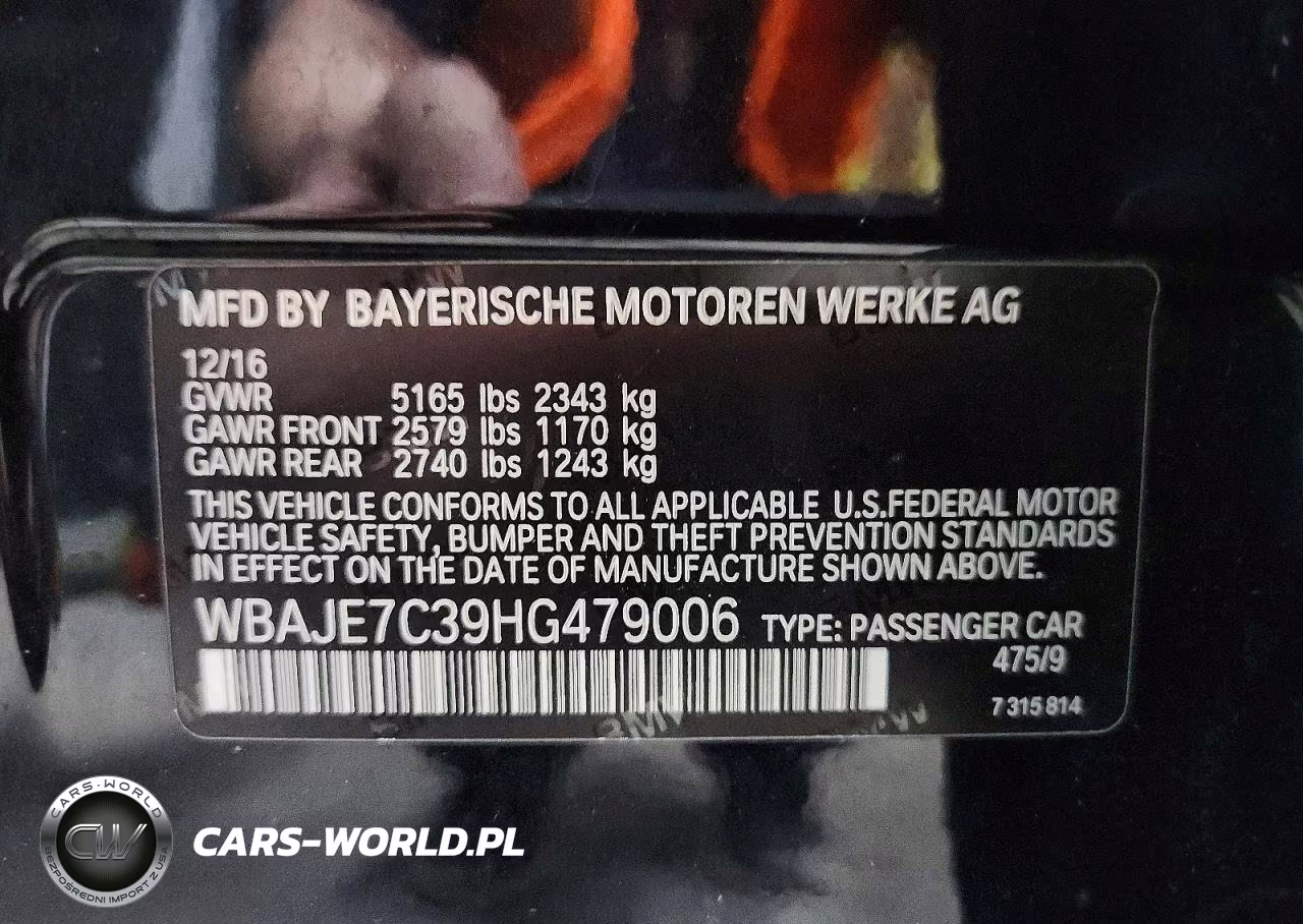 2017 BMW 540 Xi VIN:WBAJE7C39HG479006 - 12