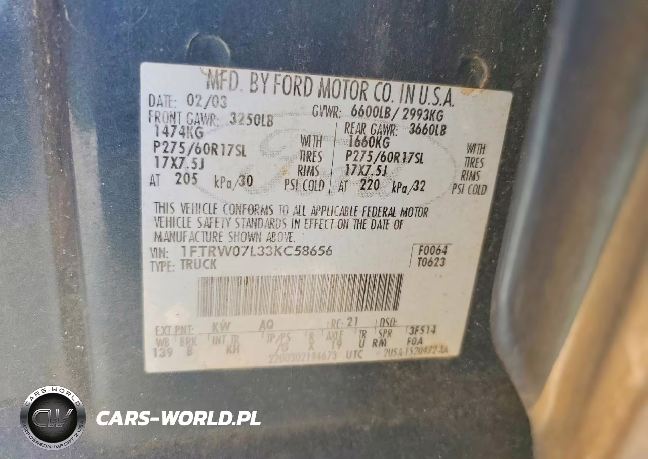 2003 Ford F150 Supercrew VIN:1FTRW07L33KC58656 - 12