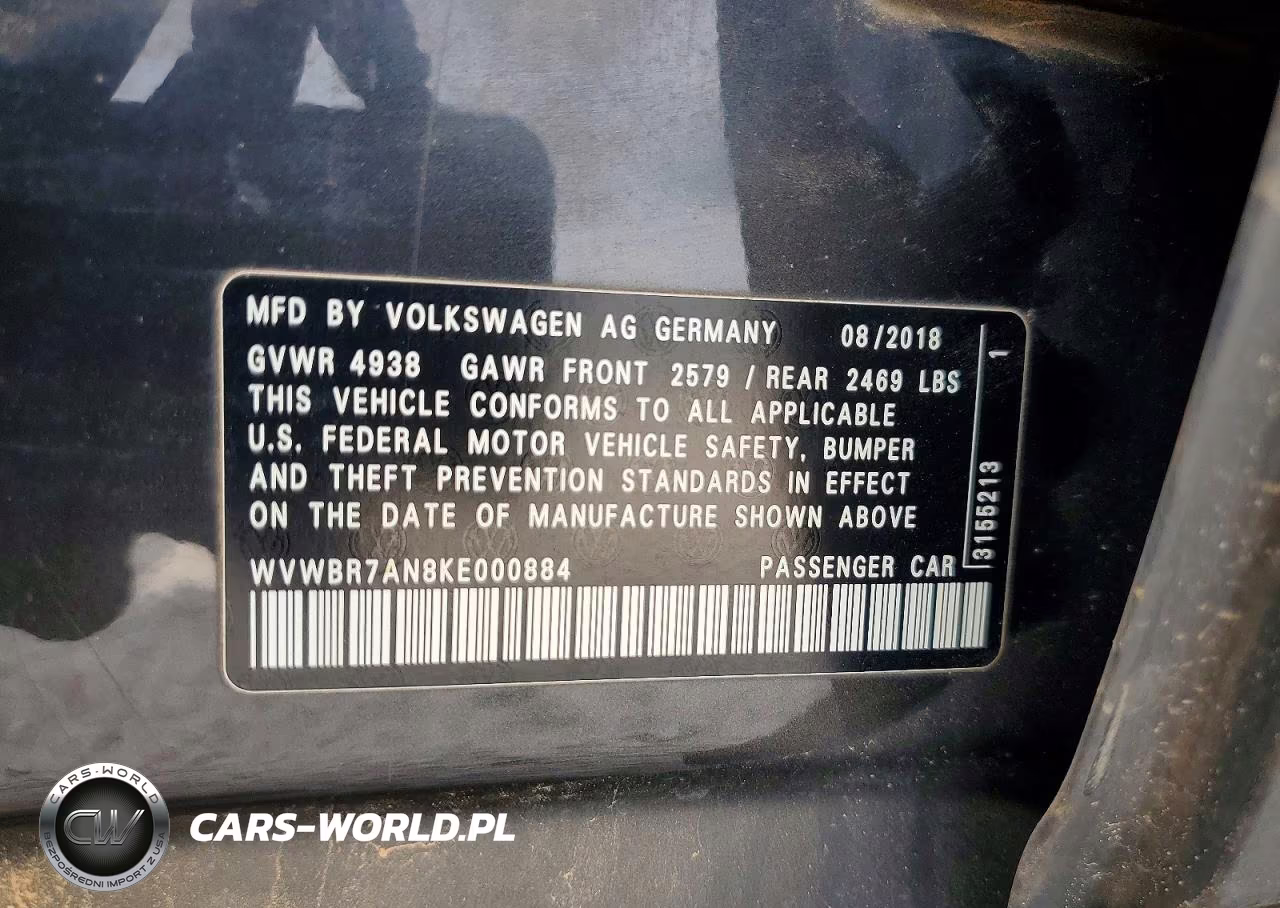 2019 Volkswagen Arteon Se VIN:WVWBR7AN8KE000884 - 12