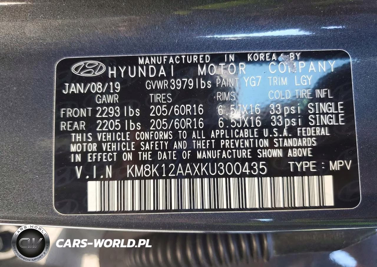 2019 Hyundai Kona Se VIN:KM8K12AAXKU300435 - 12