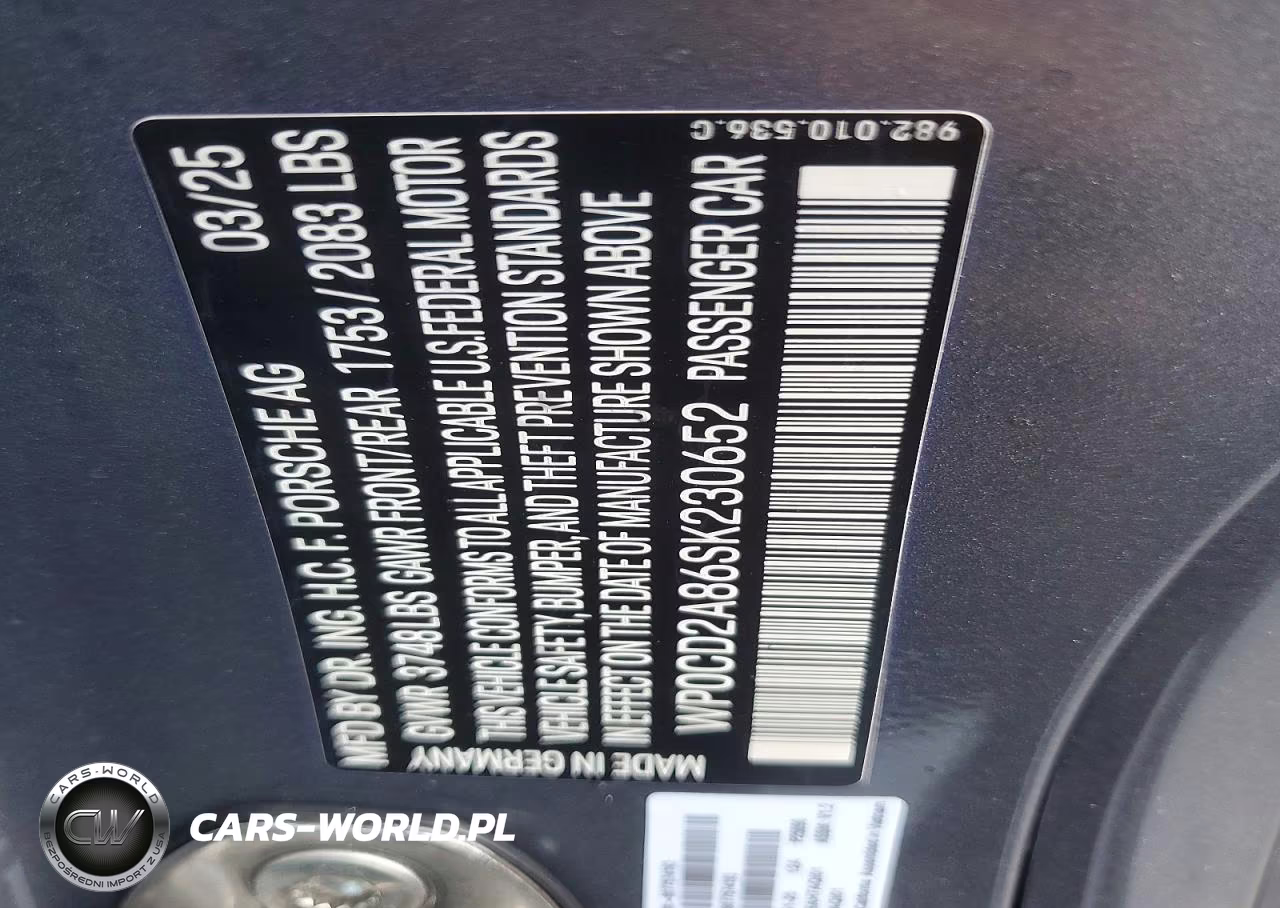 2025 Porsche Boxster Gts VIN:WP0CD2A86SK230652 - 12