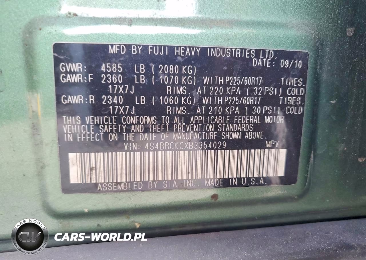 2011 Subaru Outback 2.5I Limited VIN:4S4BRCKCXB3354029 - 13