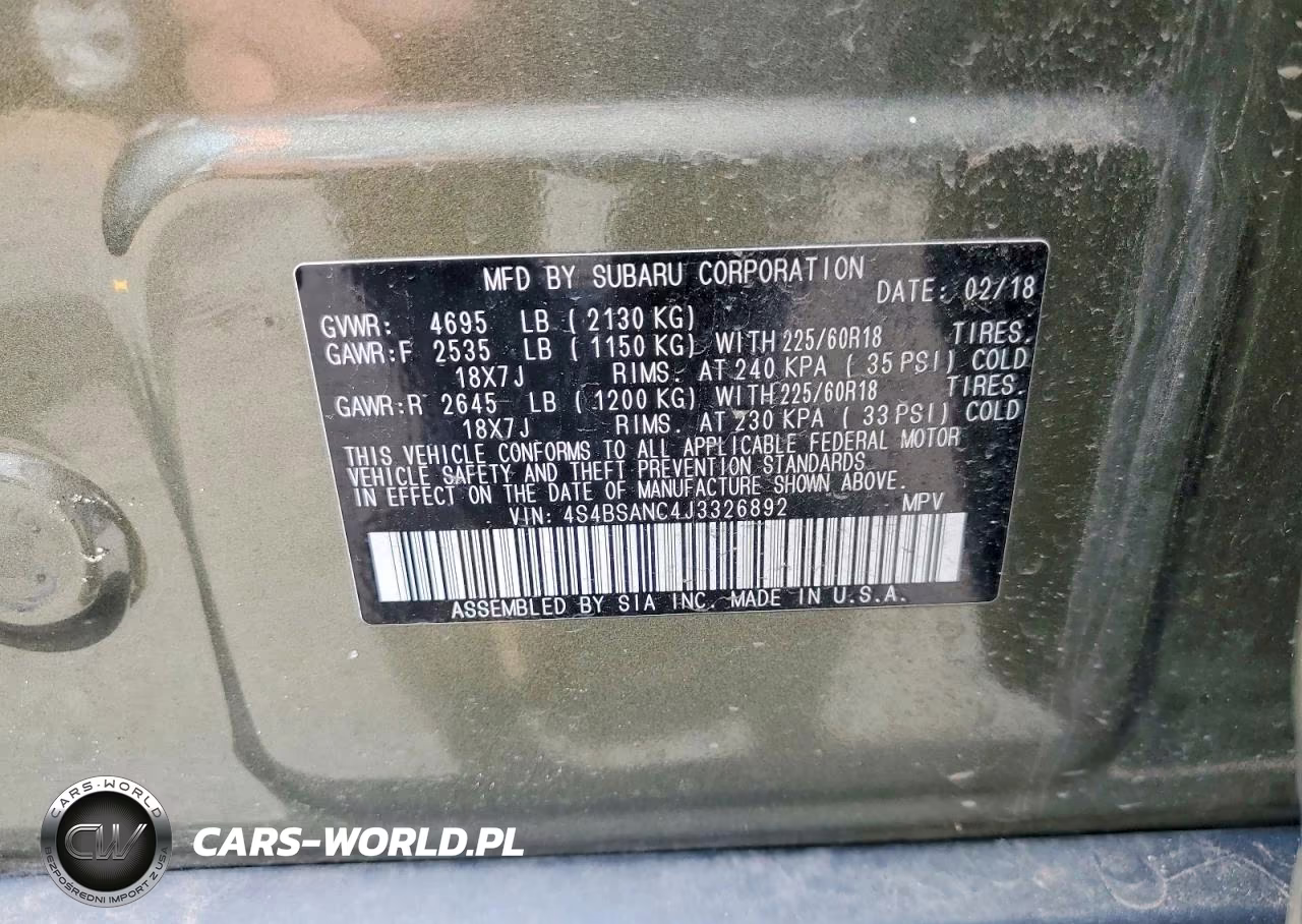 2018 Subaru Outback 2.5I Limited VIN:4S4BSANC4J3326892 - 13