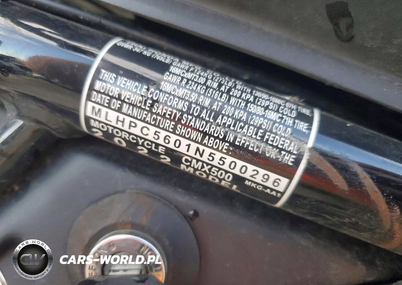 2022 Honda Cmx500 VIN:MLHPC5601N5500296 - 9