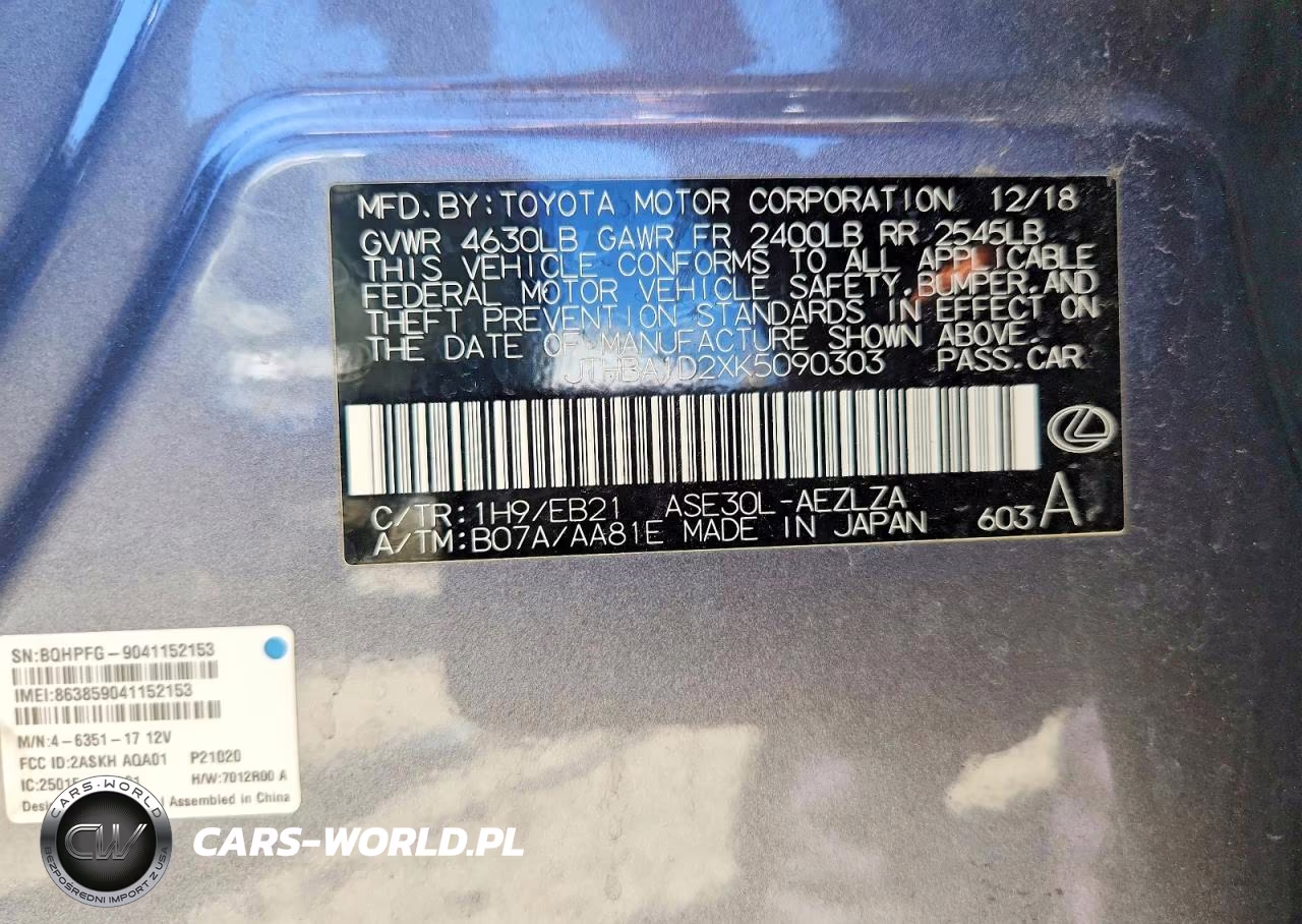 2019 Lexus Is 300 VIN:JTHBA1D2XK5090303 - 12