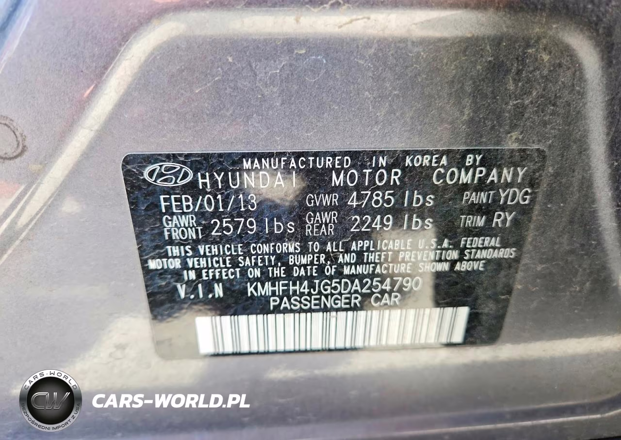 2013 Hyundai Azera VIN:KMHFH4JG5DA254790 - 12