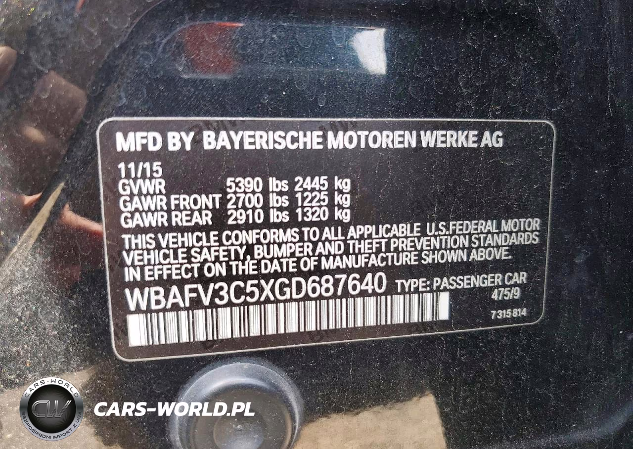 2016 BMW 535 D xDrive VIN:WBAFV3C5XGD687640 - 12
