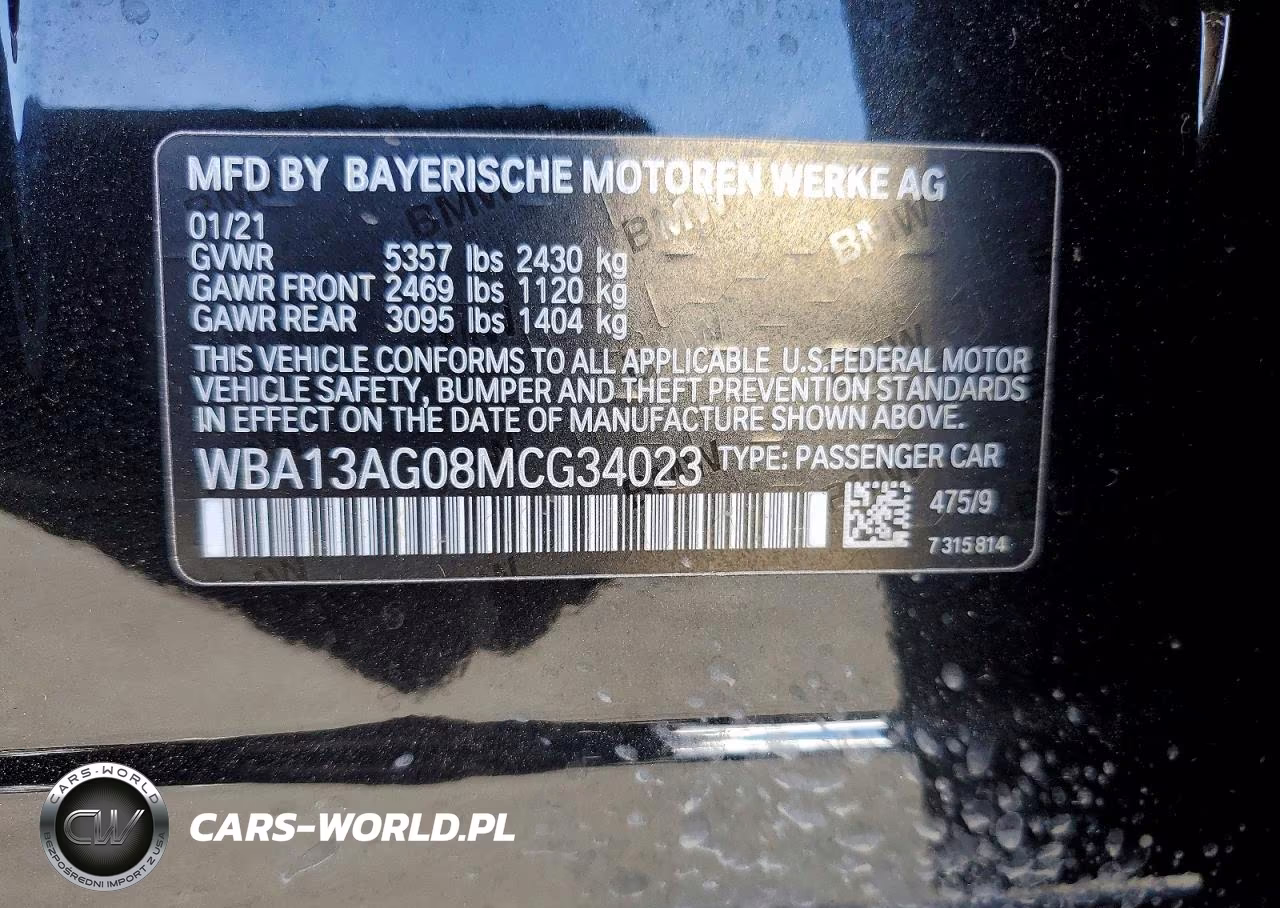 2021 BMW 530E VIN:WBA13AG08MCG34023 - 13