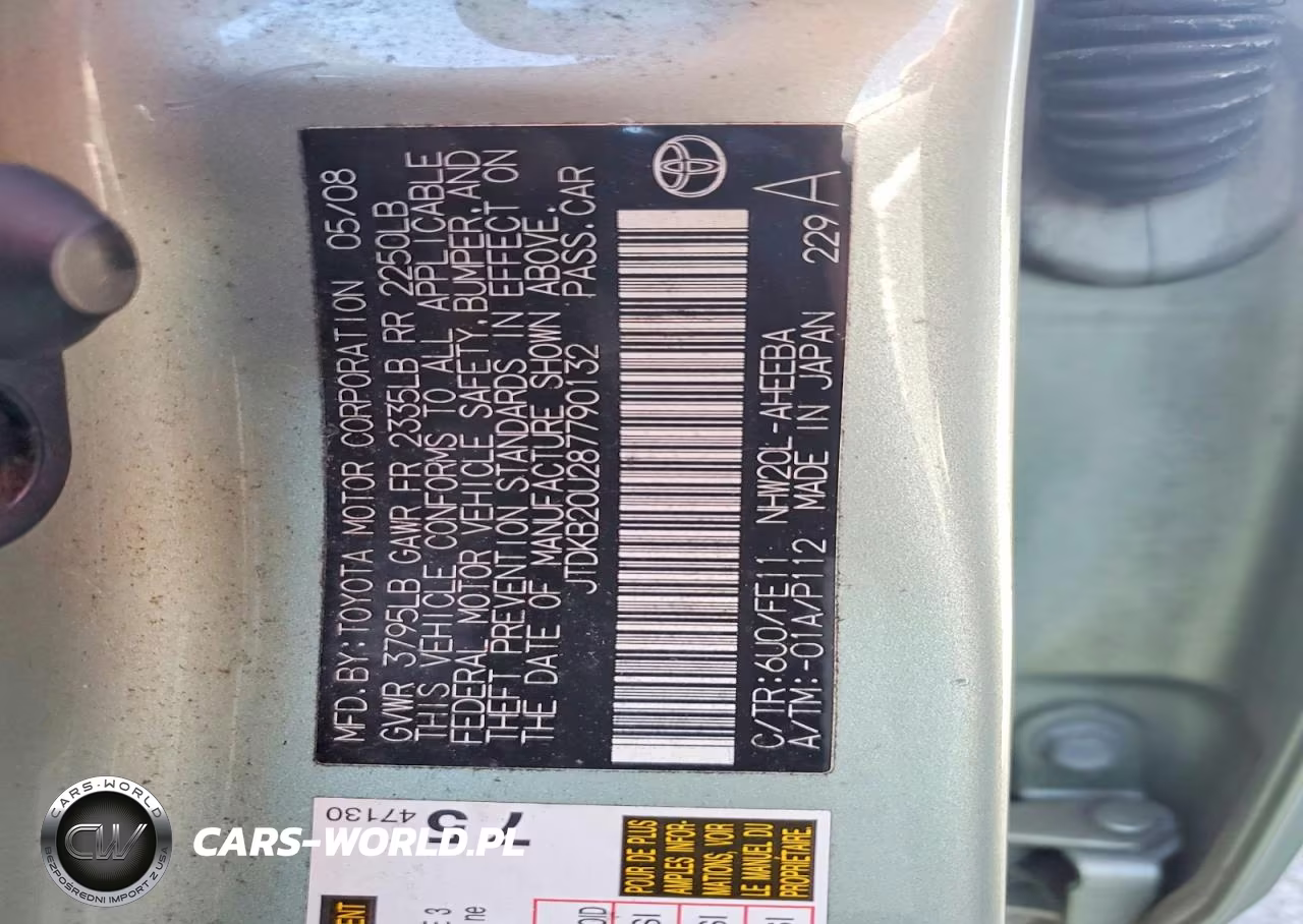 2008 Toyota Prius Base VIN:JTDKB20U287790132 - 14