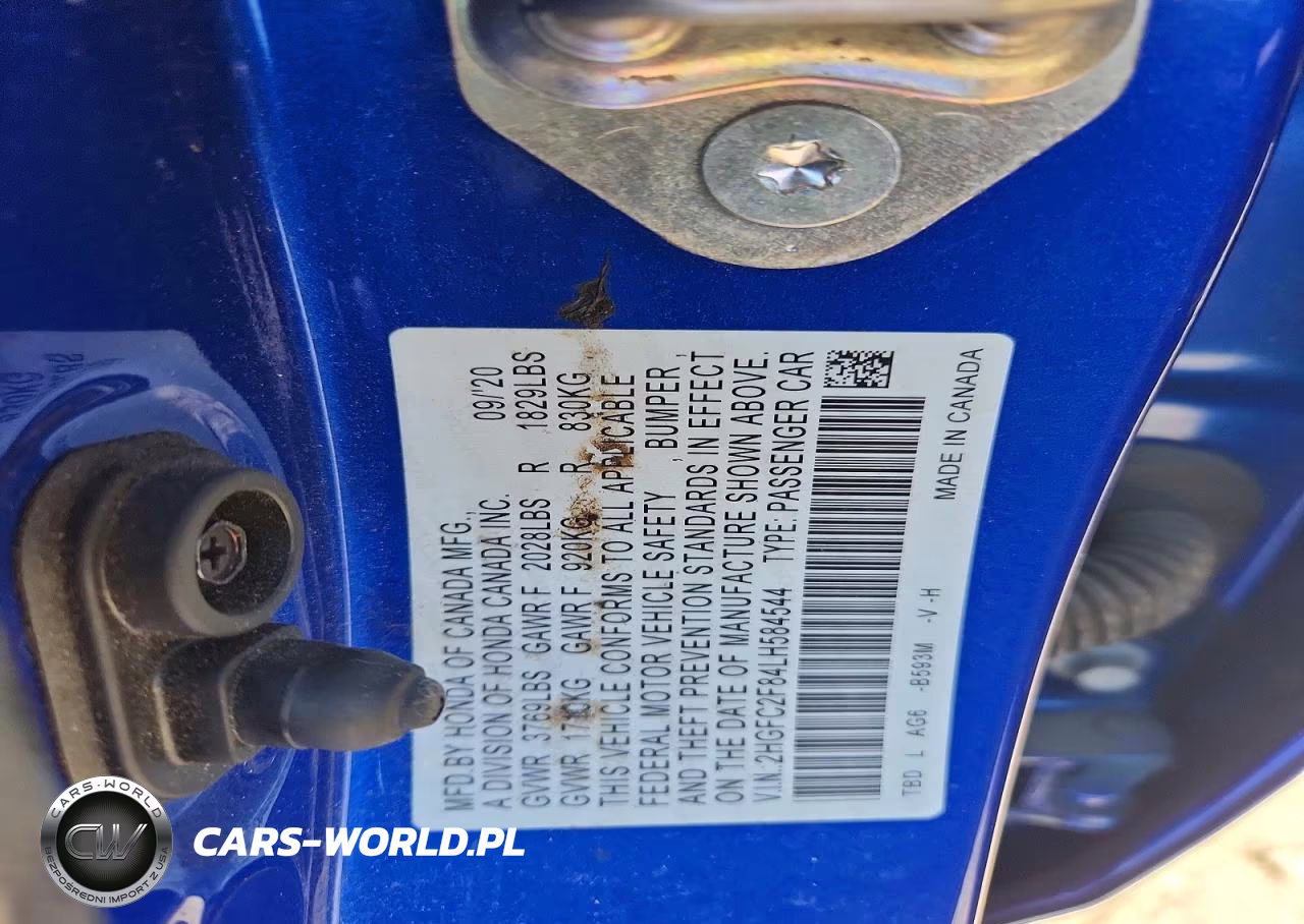 2020 Honda Civic Sport VIN:2HGFC2F84LH584544 - 12