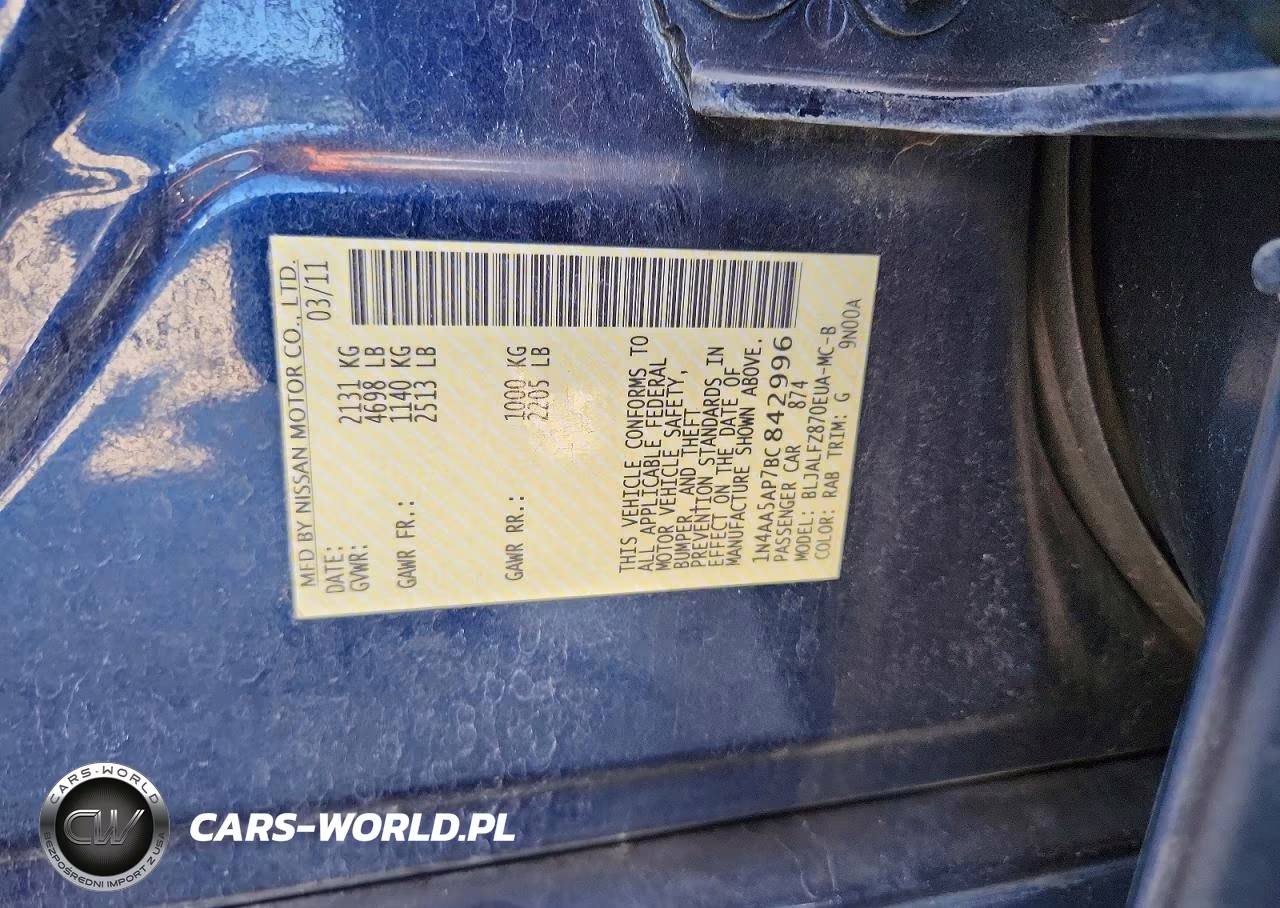 2011 Nissan Maxima 3.5 S VIN:1N4AA5AP7BC842996 - 12
