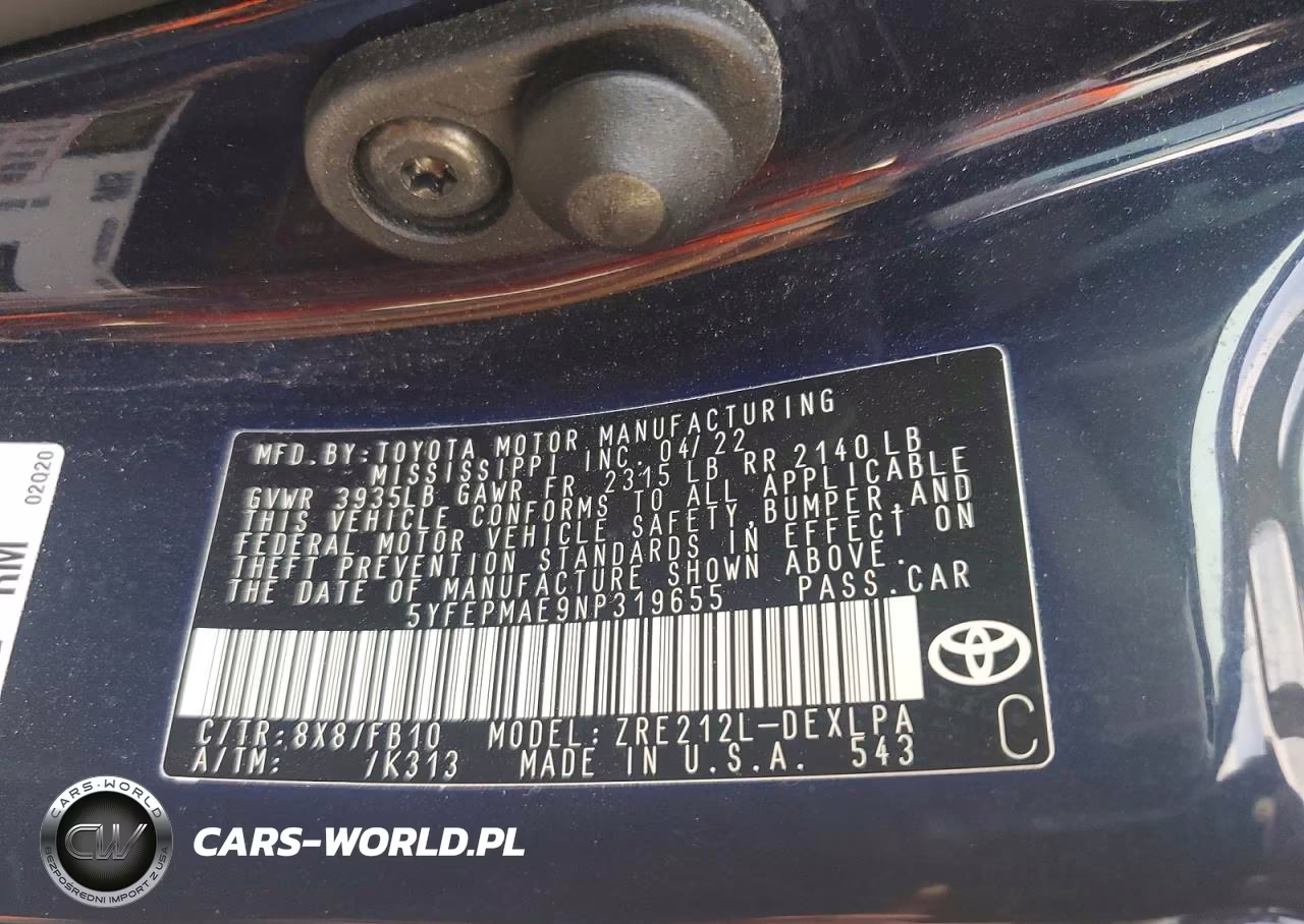 2022 Toyota Corolla Le VIN:5YFEPMAE9NP319655 - 12