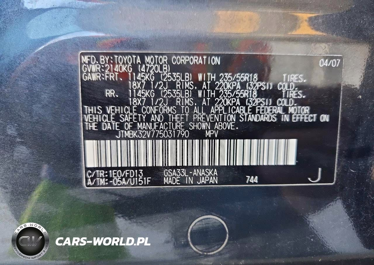 2007 Toyota Rav4 Sport VIN:JTMBK32V775031790 - 13