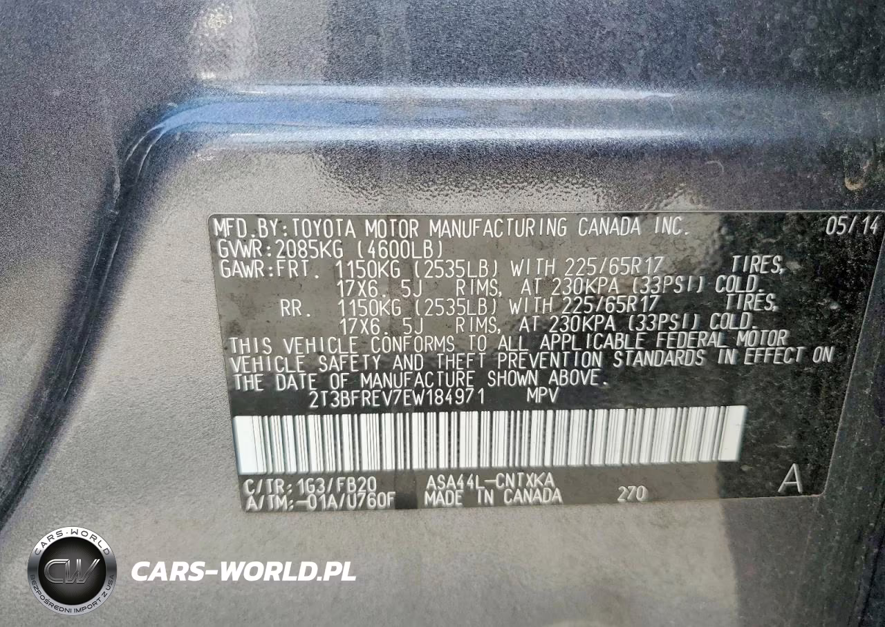 2014 Toyota Rav4 Le VIN:2T3BFREV7EW184971 - 13