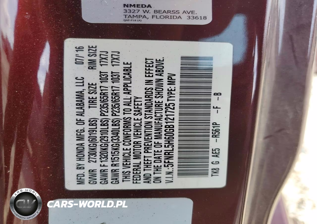 2016 Honda Odyssey Exl VIN:5FNRL5H60GB121725 - 13